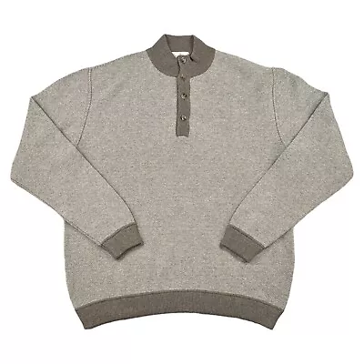 Ermenegildo Zegna Sweater 100% Wool 1/4 Button Henley Mock Neck Mens 2XL Italy • $58.88