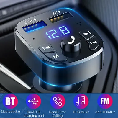 Car Bluetooth FM Transmitter Radio MP3 Wireless Adapter Hands-Free 2 USB Charger • $6.99