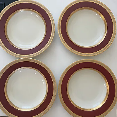 Set Of 4 Mikasa Grande Ivory French Embassy Red L2829 8 1/2  Large Rim Soup Bowl • $100