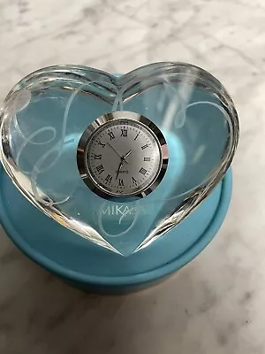 Mikasa Crystal Clock Heart 3.5”x 3” Silver Trim RARE • $16.95