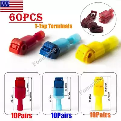 60PCS Car Quick Splice Insulated T-Tap Wire Crimp Spade Terminals Connectors Kit • $7.99