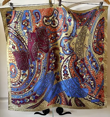 Jim Thompson Stunning Thai Silk Scarf 33 X33. Multicolored And In Perfect Cond. • $22.50