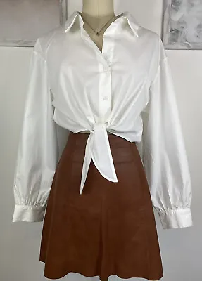 £17 • Buy H&M White Long Sleeve Cropped Tie Waist Shirt, Size S 8 10