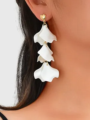 $1.99 • Buy Romantic Flower Petal Long Pendant Dangle Earrings Women Party Dating Jewellery