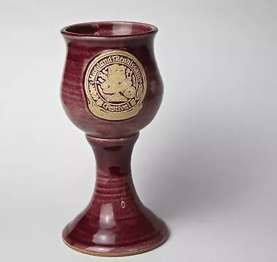 1990 Maryland Renaissance Festival Logo Stoneware Wine Goblet Cran Red Glaze 8oz • $14.99