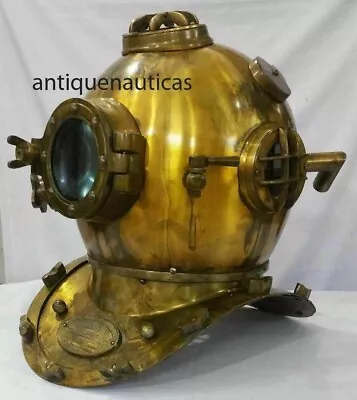18  Brass Antique Finish Scuba Marine US Navy Mark V Morse Diving Divers Helmet • $214.90