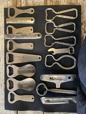 Lot Of 17 Vintage Assorted *Bottle Openers* Original Uncleaned Some Rust. • $55