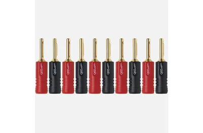 QED QE1885 SCREWLOC ABS 24k Gold Plated 4mm Banana Plugs (Pack Of 10) • $54