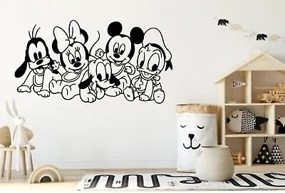 Large MINNIE/MICKEY MOUSE WALL STICKERS KIDS WALL ART  BEDROOM NAME BABY ROOM • £9.99
