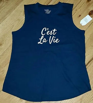 Time And Tru C'est La Vie Sleeveless Graphic Tee Shirt Tank Top NWT Womens L • $6.99