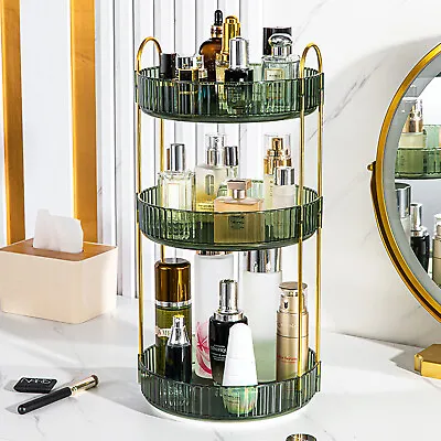 2/3 Tiers 360° Rotating Makeup Organiser Cosmetic Storage Box Display Stand UK • £19.43