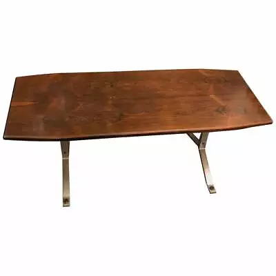 Mid-Century Modern Rosewood Rio And Steel Italian Coffee Table Circa 1970 • $1002