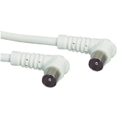 £2.95 • Buy Auline® 0.75m White TV Aerial Cable With 90 Degree Right Angle Male Coax Plugs