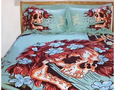 Ed Hardy Twin Duvet Set Ghost Home Bedding Sham By Christian Audigier NEW • $119.95
