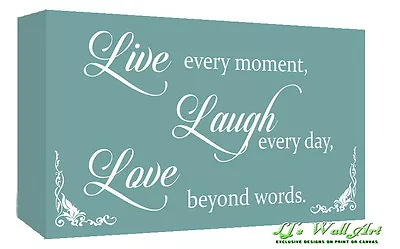 £11.49 • Buy Duck Egg Blue Live Laugh Love Quote Canvas Wall Art Print - A1, A2 + Sizes