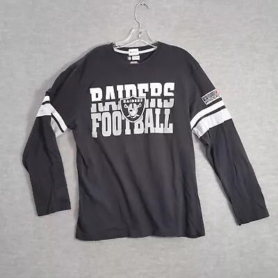 Oakland Raiders Men Shirt Large Black Football Logo Graphic Print Long Sleeve • $13.97