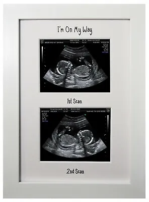 Im On My Way 12 20 Week Ultrasound Double Baby Scan White Frame Baby Shower Gift • £12.95
