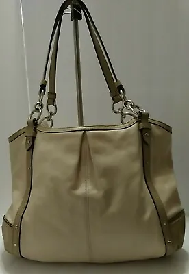 Coach Handbag Women Cream Tan Leather Alexandra Tote Purse Shoulder Bag(G15i) • $53.99