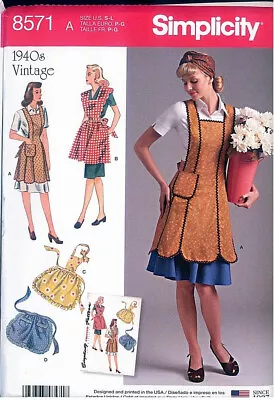 Simplicity 8571 Vintage Retro Aprons Sewing Pattern 1940s Misses Size 10-20 New • $6.99