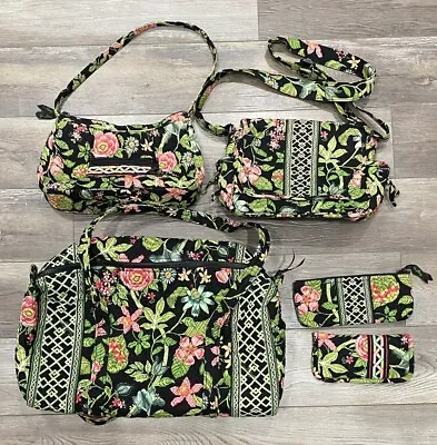 Vera Bradley Retired Green Botanica Quilted Cotton 3 Bags & 2 Wallet 5 Piece Set • $99.99