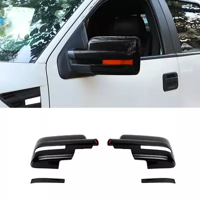 Gloss Black Full Mirror Cover Caps For Ford F150 2009-2014 W/without Turn Light • $56.49