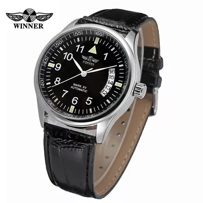 Mens Self Wind Mechanical Wrist Watch Fashion Automatic Watches Leather Band • £22.99