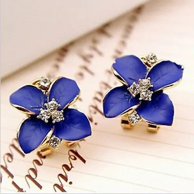 925 Sterling Silver Flowers Crystals Earrings Womens Girls Jewellery Gift Gifts • £3.27