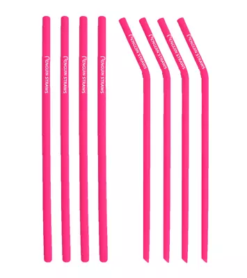 Reusable Silicone Drinking Straws Bendable Bent Straight Thick Coffee Set Of 4 • £1.49