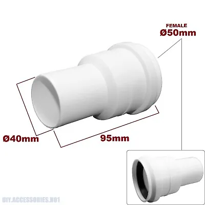 £5.45 • Buy 50 To 40 Mm Pipe REDUCER CONNECTOR Push Fit Waste Water Soil Coupler Extender