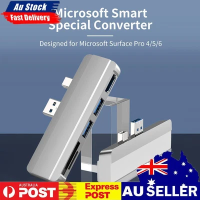 $19.90 • Buy For Surface Pro 6 5 4 Hub With 4K HDMI-Compatible USB 3.0 TF Slot (Silver)