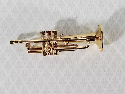 Miniature Trumpet Gold Brass Metal 2 1/4  Long Instrument With Case • $16.99