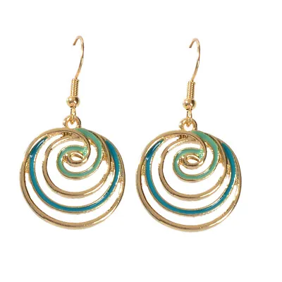 $1.99 • Buy Party Decoration Women Blue Green Gold Circle Dangle Earrings Ladies Jewellery
