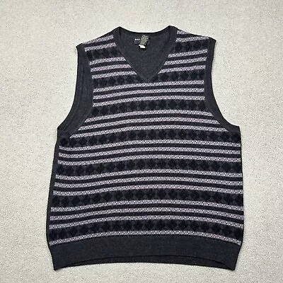 Banana Republic Vest Mens Medium Gray Purple Striped Merino Wool Pullover • $24.99