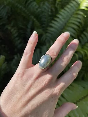 Vintage Culture Mabe Blister Pearl Ring 18k Yellow  Gold SZ 5.5 • $485