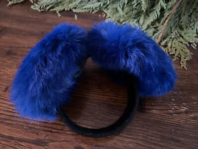 New| Surell Women’s Rabbit Fur Earmuff W/ Velvet Band #1100 | Color: Blue • $29.99