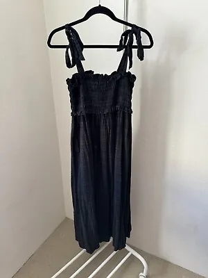 $26.08 • Buy Target Preview Maxi Dress Tie Shoulders Black And Grey Size 8