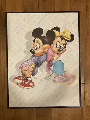 VTG Disney Mickey And Minnie Framed Artwork/Poster/Print (1986) • $20