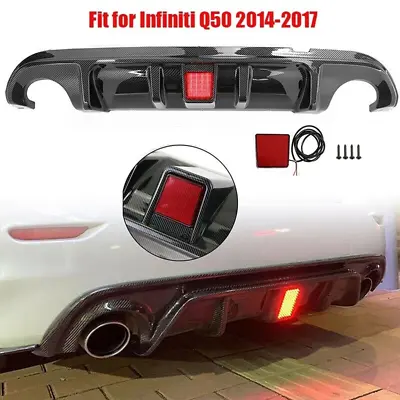 Fits Infiniti Q50 Q50S 14-17 Rear Bumper Diffuser Lip Spoiler CARBON FIBER US • $85.03