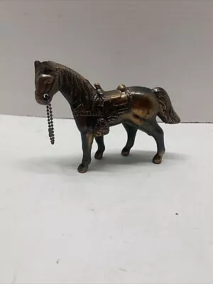 Vintage Pot Metal Horse Figurine Brass Color Carnival Prize USA 4 1/4” Tall • $13.22