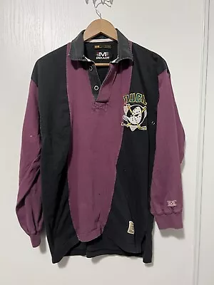 VINTAGE Anaheim Mighty Ducks Polo Shirt Men’s Large Purple 90s Made In USA NHL • $30.88