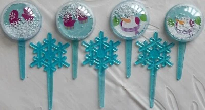 £4.99 • Buy Christmas Snow Globe Snowflake Cupcake/Cake Craft Decoration Picks  