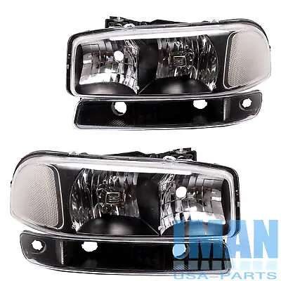 $63.99 • Buy 4pcs Black Fits 1999-2006 GMC Sierra Yukon Headlights Assembly Bumper Headlamps