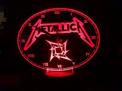 Metallica Acrylic Engraved LED Clock Night Light Neon Sign • £25.95