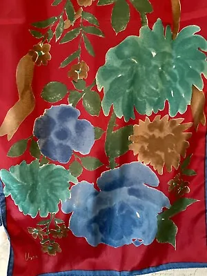 Vintage Veresa By Vera Long Scarf Vibrant Floral Print Signed Japan • $13.46