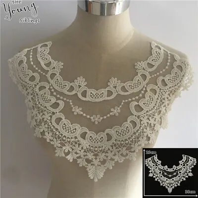 Vintage Lace Flowers Collar Trim Embroidery Neckline Sewing Applique Patch Dress • £3.47