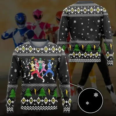 Morphin Power Rangers Christmas Ugly Sweater Superhero Warriors Team Ugly 3D Al • $40.99