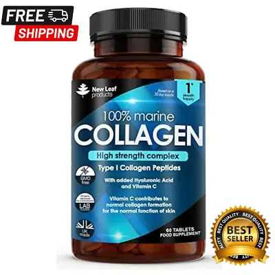 Hydrolised Marine Collagen Tablets  1500mg Type 1 Pure Max Strength Skin Hair • £12.49