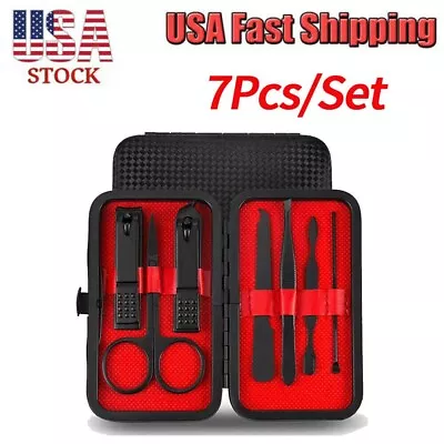 7Pcs Pedicure / Manicure Set Nail Clippers Set Cleaner Cuticle Grooming Kit Case • $5.50