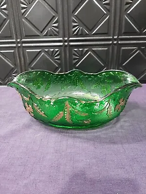 Antique U. S. Glass Co. Emerald Green Fruit / Banana Bowl Delaware 1890's • $22