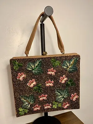 Vintage Jolles Original Floral Embroidered & Beaded Purse Large Handbag Unused • $70